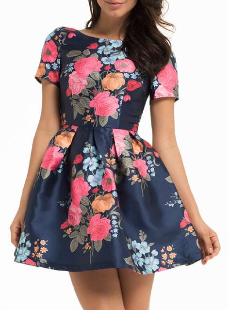 ** Chi Chi London Blue Floral Mini Dress